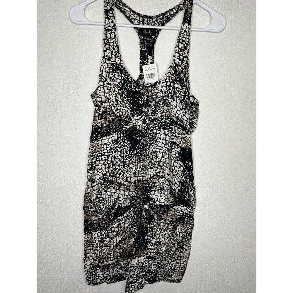 Chesley Snake Print Razorback Tunic Tank Top Button Accent Shirt Too Sz Medium